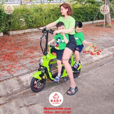Xe đạp điện cho mẹ và bé Lihaze, 3 yên ghế, tải tối đa 150 ký