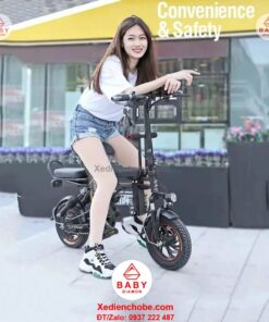 Xe đạp điện cho mẹ và bé Theli, 3 yên ghế, tải trọng lớn Hot Girl Cute