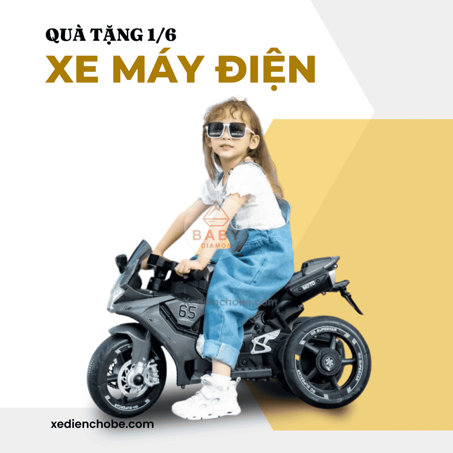 quà tặng 1/6 cho bé gái, xe máy điện thể thao